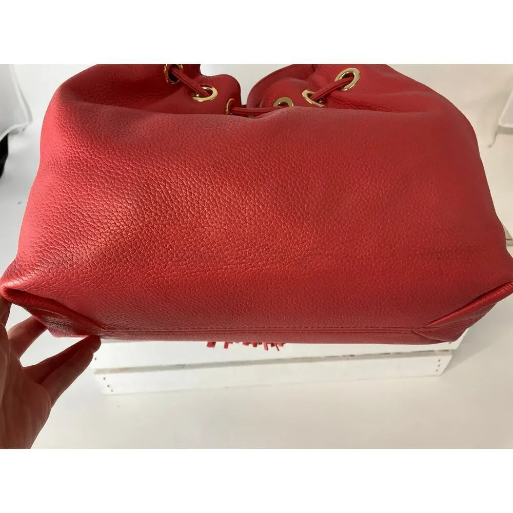MICHAEL KORS, LARGE PINK PEBBLED LEATHER HANDBAG WITH TASSEL - Picture 13 of 16